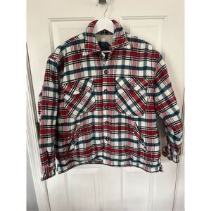 Bay Leaf Red & Green Plaid Fleece Lined Shacket Jacket sz M